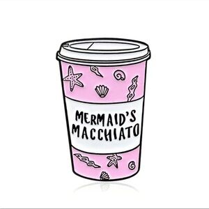 Mermaid’s Macchiato Enamel Pin Pink Coffee Cup Ocean Theme NWT